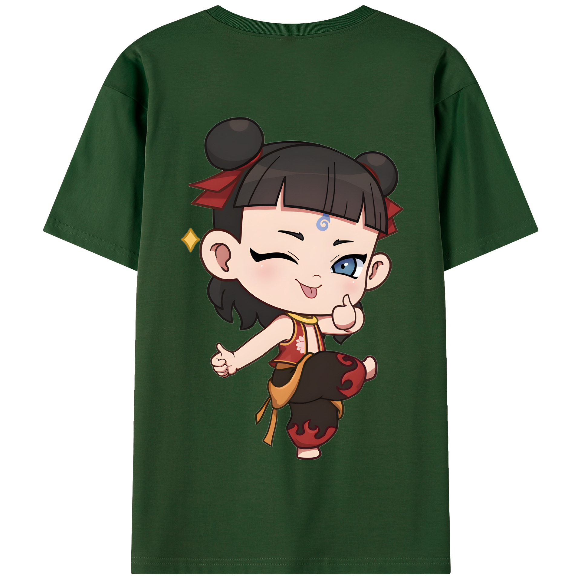 （画像用） Ne Zha 2 ナタ 魔童の大暴れ 綿100％半袖Tシャツ（背面プリント）